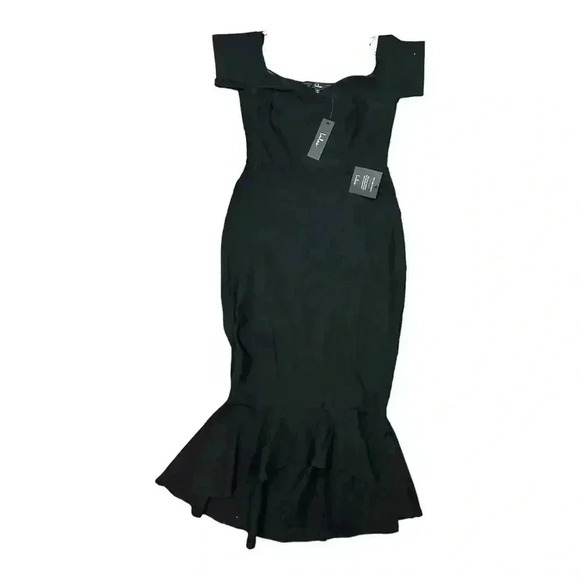 Lulu’s How Much I Care Off-The-Shoulder Dress, Black, size M, NWT - Picture 5 of 6